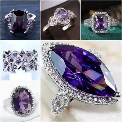 $1.87 • Buy Fashion 925 Silver Filled Women Ring Cubic Zircon Wedding Jewelry Sz 6-10