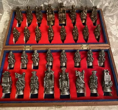 Vintage Asian/chinese Heavy Metal Bronze/pewter Chess Set • $350.20