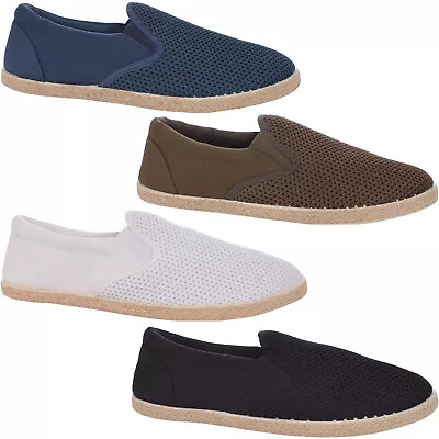 Lambretta Mens Kyak Knit Slip On Casual Knitted Mesh Espadrilles Pumps Shoes • £12.95