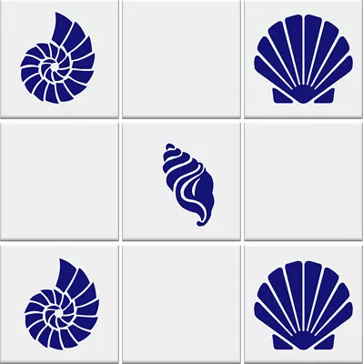 SEA SHELL Tile Stickers Bathroom Seashell Nautical Sticker Vinyl Wall 3 Designs • £4.49