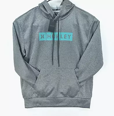 NWT $55 Hurley Bootcamp Boxed Block Logo Pull Over Hoodie GREY Size MEDIUM • $23.99
