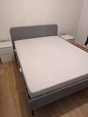 Ikea Standard Double Bed With Mattress SLATTUM plus Malm Chest Of 2 Drawers • £150