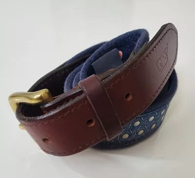 Vineyard Vines By Shep & Lan Men's Belt 36 Navy Blue Genuine  Leather Buckle • $25