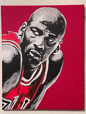 Seasoned Art Michael Jordan Hand Painted Canvas Art Chicago Bulls Sports Icon • $50