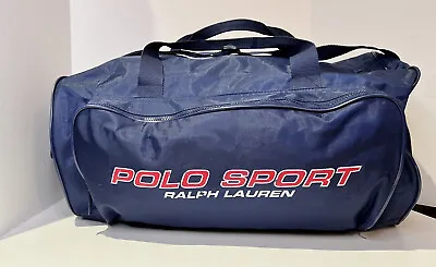 Vintage Ralph Lauren Polo Sport Duffle Bag RL American Flag USA Blue • $19.50