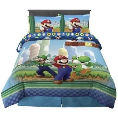 Nintendo Super Mario Bros Yoshi Full Sheet Set 4 Piece Kids Bedroom Sleep Set! • $38