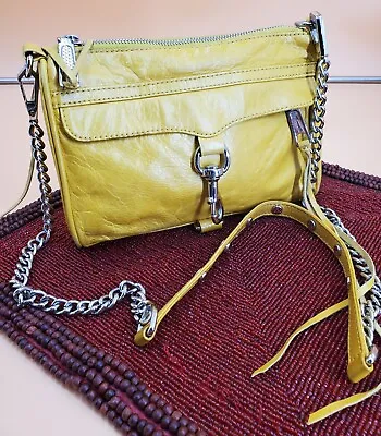 Rebecca Minkoff Mini Mac Leather Crossbody Bag Mustard Color (C30)** • £28.95