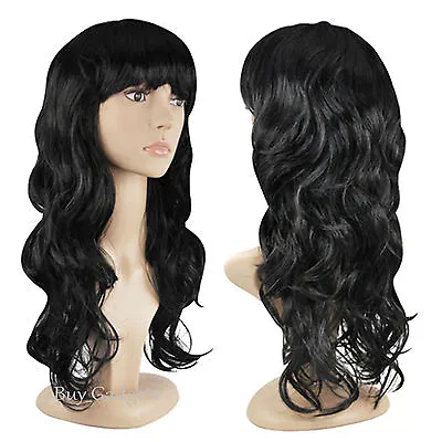 Womens Ladies Long Wavy Curly Fancy Dress Cosplay Wigs Pop Party Costume Full • £6.95