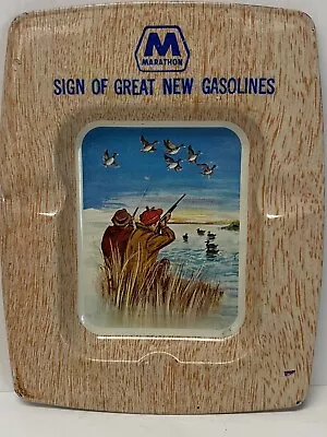 VINTAGE Marathon Gasoline 1950’s DUCK  HUNTING Scene Ashtray • $15.99