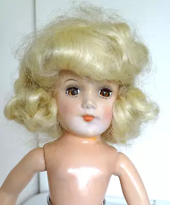 Vintage 1950's Mary Hoyer 14  Hard Plastic Platinum Hair Brown Eyes No Clothes • $95