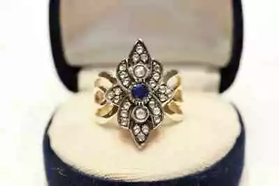 Lab Created Sapphire 1.50Ct Round Vintage Engagement Ring 14K Yellow Gold Plated • $134.99