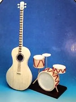 Guitar And Drum Set Matchstick Model Craft Kit By Hobby's • £15.95