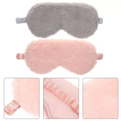  2 PCS Plush Eye Mask Satin Man Animal Cover Rabbit Kids Sleeping • £6.65