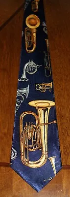 $12.99 • Buy Brass Instrument Tie Music Men's Trombone Trumpet Navy Blue Neck Ties