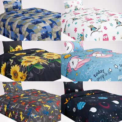 1 Comforter 1 Flat 1 Fitted Sheet 1 Case 1 Sham 1 Decorative Pillow TWIN KIDS  • $39.10