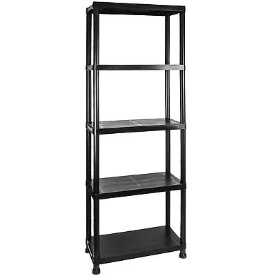 Garage Storage Shelves Black Plastic Shed Office 3 4 Or 5 Tier Shelving Unit Set • £18.97