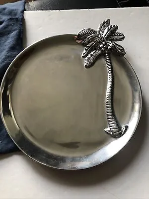 Mariposa Brillante Aluminum Palm Round  Serving Tray Dish Platter 8 3/4  • $25.97
