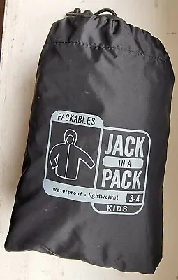 Boys Girls Age 3-4 Jack In A Pack Black Rain Coat Packaway Taped Seams VGC • £6.99