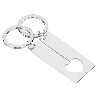 2 Pairs Metal Stamping Blanks Metal Keychain Blanks Rectangle Silver Tone • $10.17