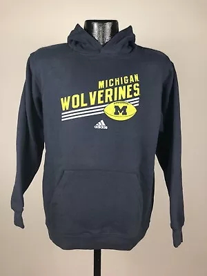 Youth Adidas Michigan Wolverines Football Navy Duel Blend Hooded Sweatshirt NWT  • $24