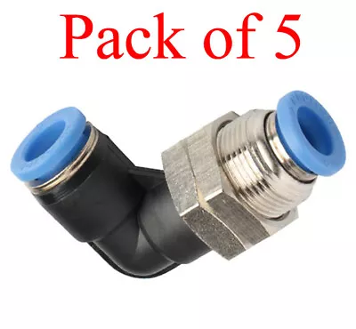 Pneumatic Push In Air Fittings - Bulkhead Union Elbow 6mm Hose • $30