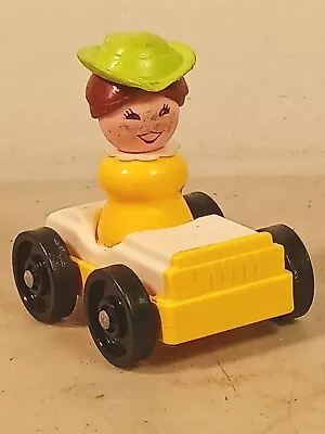 Vtg. Fisher-Price Little People 934 Western Town Green Hat Woman Lady W/ Car • $9.95