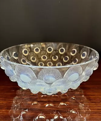 R Lalique “Plumes De Paon” Pattern Opalescent Crystal Bowl • $998