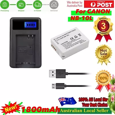 1.7ABattery+Charger For Canon NB10L NB-10L SX40 HS SX50 HS G1X G15 G16 G1X G1 X • $29.98