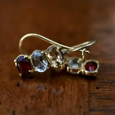 Diana Daring Citrine Topaz And Garnet Earrings: Museum Of Jewelry • $84.95