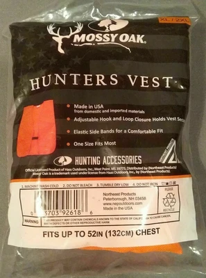 $8.95 • Buy Hunter Safety Vest Blaze Orange Mossy Oak Various Sizing New Factory Seal Pack