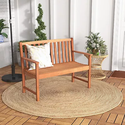 2-Person Outdoor Garden Wood Bench W/ Backrest Armrests For Yard Porch • $129.99