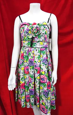 London Times Fit & Flare Dress Pink Floral 97% Cotton US 4  (UK 6) NWT $100 • £27.99