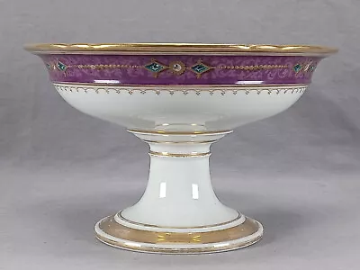 Old Paris Hand Painted Floral Purple Scrollwork & Jewel Border Compote A • $195