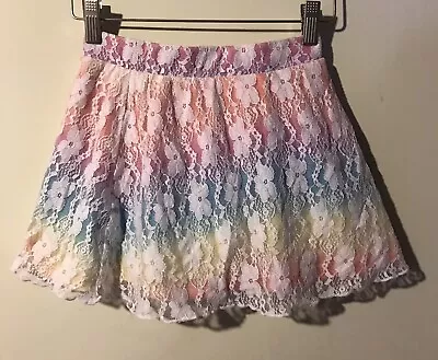 My Little Pony Girls' Skort Shorts W/Rainbow Skirt W/Lace Overlay Large (10/12) • $12.95