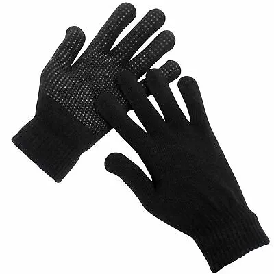 3 Pairs Magic Gloves With Gripper Winter Warm Thermal Black Mens & Ladies • £6.99