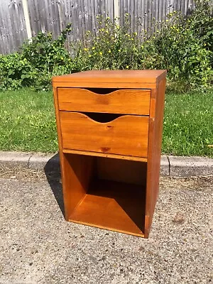£79.99 • Buy Mid-Century Teak Bedside Table Danish Design 2 Drawer 60s Retro