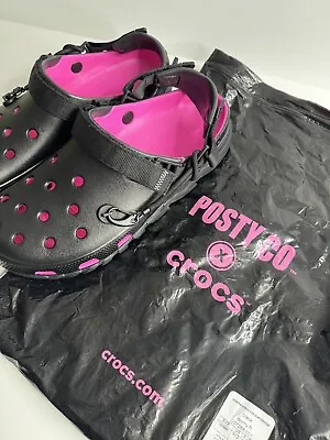 NIB Post Malone X Crocs Duet Max Clog II Black / Pink 207268-001 Men's Size 12 • $148.99