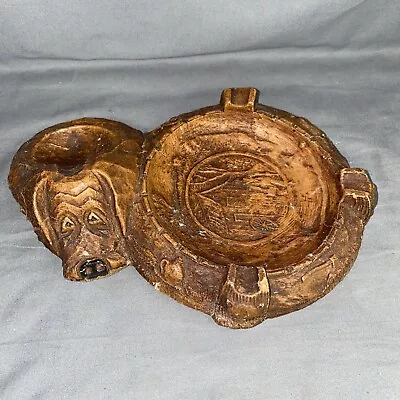 Vintage Hand Carved Wood Pipe Stand Dog Cigar Ashtray Ash Tray • $25