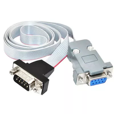 9Pin RS232 DB9 Male To DB9 DIDC Female Head Serial Ribbon Panel Mount Cable 0.5m • £7.95