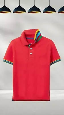 Ex Mini Boden Boy's Short Sleeve Cotton Pique Polo Shirt In Jam Red A Bit Defect • £9.99