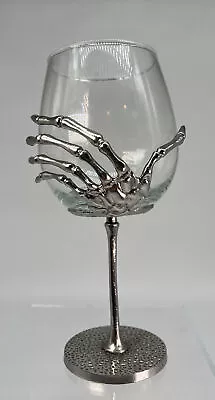 Halloween Skeleton Hand Stemmed Wine Glass 8.25” • $21