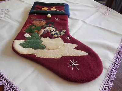 Vintage Christmas Stocking 2004 Prima Creations Snowman & Bear • $10