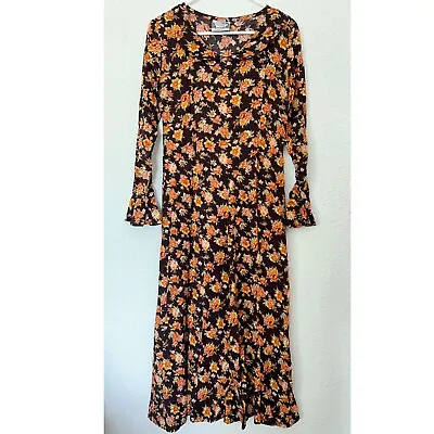 Vintage Hollywood & Vine Organge And Black Floral Maxi Dress Size S • $25