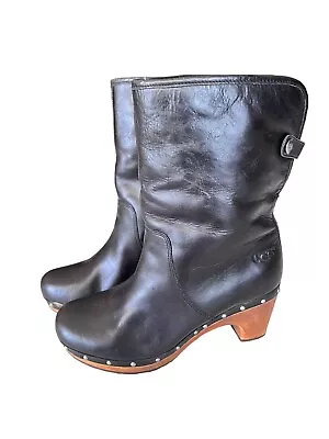 UGG Australia Lynnea Sheepskin Clog Boots Women's USA Size 7 1958 Black Studded • $33.60