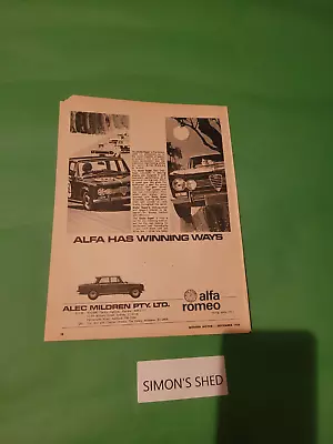 Vintage Magazine Advertising Page Alfa Romeo Giulia Super • $6