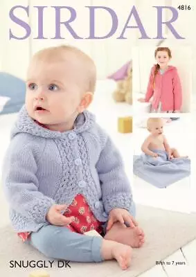 Sirdar Knitting Pattern - Snuggly DK Baby Girls And Girls Jacket Blanket 4816 • £6.49