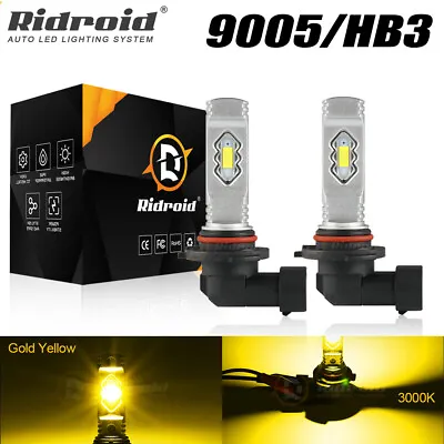 9005 H10 LED Headlight Bulbs Kit High Beam Yellow Fog Light Super Bright 3000K • $11.99