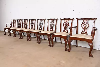 Baker Furniture Stately Homes Chippendale Carved Mahogany Dining Chairs Eight • $8500