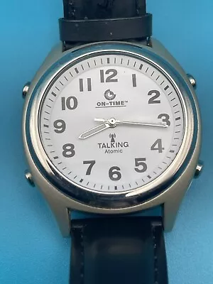 On-Time Talking Atomic Wristwatch Silver Tone.  EUC. NEW BATTERY WORKS PERFECT • $40