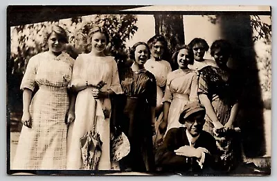 RPPC Lovely Edwardian Ladies Umbrella Hand Fan Young Man C1908 Postcard K30 • £11.63